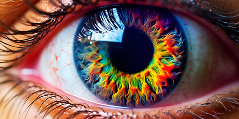 eye of the person, Illustration of Human Eye Rainbow Color pupils 8K RAW image Captu
