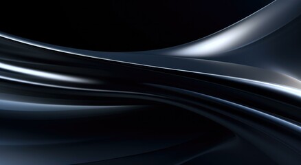 A black and silver abstract background with wavy lines. Generative AI.