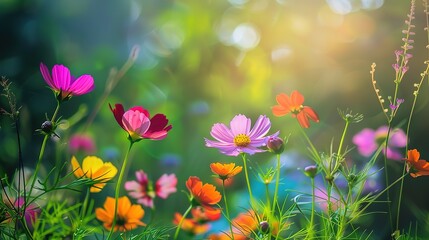 The background image of the colorful flowers, background nature , Generative ai, - obrazy, fototapety, plakaty