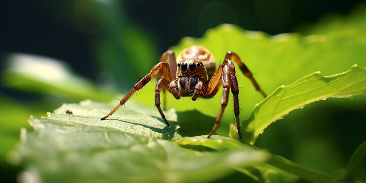 Uma aranha em uma folha com a palavra aranha nela
