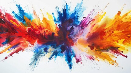 Bold bursts of color exploding on a blank white background, creating a visually striking composition.