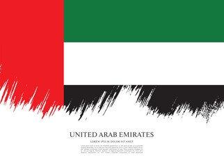 Flag of the United Arab Emirates. UAE flag. Brush stroke background