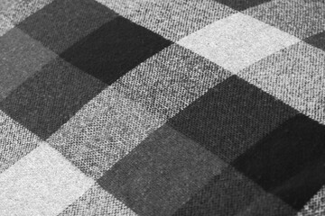 Plaid Black White Grey Fabric Texture Tablecloth Texture Background Abstract Pattern Picnic Vintage Gingham Checkered