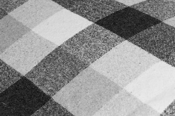 Plaid Black White Grey Fabric Texture Tablecloth Texture Background Abstract Pattern Picnic Vintage Gingham Checkered Striped