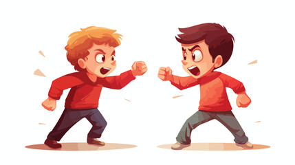 Two Boys Fist Fight Positions Aggressive Bully In L - obrazy, fototapety, plakaty