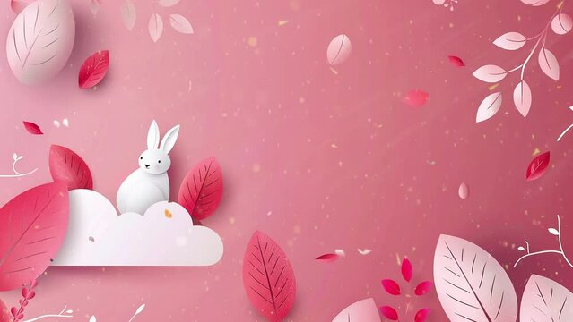bunny for easter sale banner background. paper cut style holiday. seamless looping overlay 4k virtual video animation background
