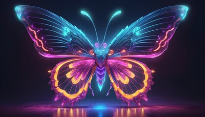 Luminescent Neon Butterfly Render 