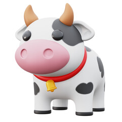 Cow 3D Rendering Illustration Isolated Transparent Background	