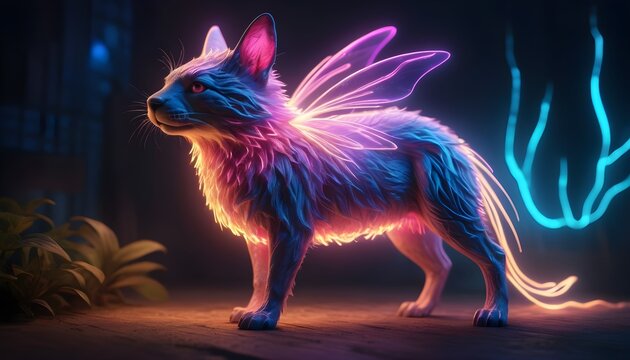  Neon Feline Fantasy Creature