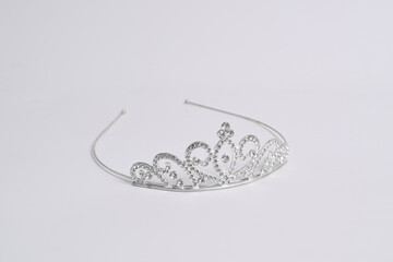 Silver princess crown isolated on white background