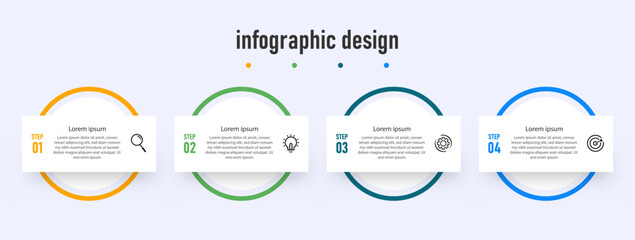 infographic design circle presentation business template with 4 options, can be used for workflow diagram, info chart, web design. vector illustration.	