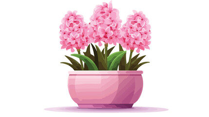 Vector hyacinth in pot on white background flat car