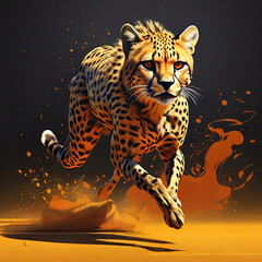 Beautiful cheetah Running tshart Beautiful color illustration image Ai generated art
