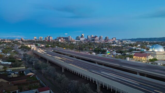 Phoenix, Arizona - Downtown Skyline Drone Timelapse