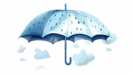 Fototapeta na wymiar Watercolor graphic of umbrella with cloud and rain