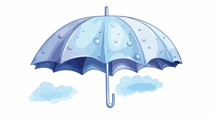 Watercolor graphic of umbrella with cloud and rain