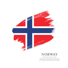 Norway flag made in brush stroke background