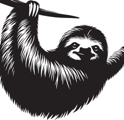 Brown three toed sloth vector  silhouette style 