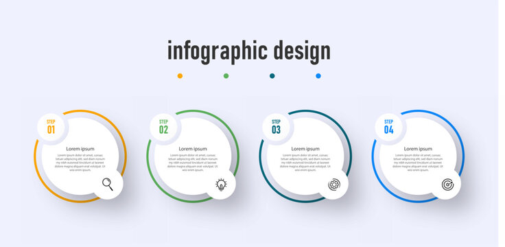 Business infographics circle template. timeline with 4 steps, options. can be used for workflow diagram, info chart, web design. vector illustration.