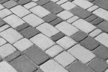 Dark and Grey Paving Stone Floor Tile Street Pattern Texture Background Mosaic Urban Road