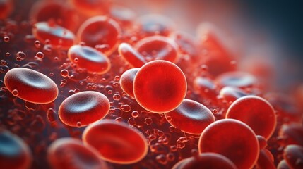 A closeup view of red blood cells