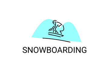 Snowboarding sport vector line icon. practice Snowboarding. sport pictogram, vector illustration.