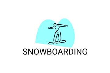 Snowboarding sport vector line icon. practice Snowboarding. sport pictogram, vector illustration.