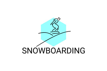 Snowboarding sport vector line icon. practice Snowboarding. sport pictogram, vector illustration.