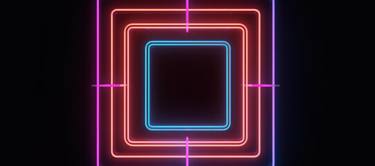 colorful line box neon lights 124