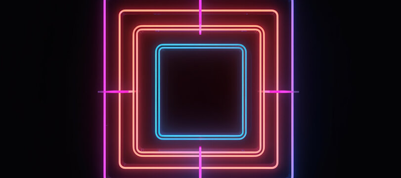 colorful line box neon lights 124