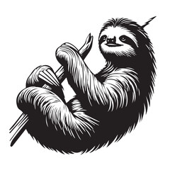 Sloth, Black and White Vector illustration