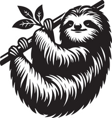 Sloth, Black and White Vector illustration