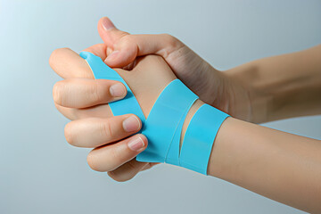 Instructional Demonstration of Applying Kinesiology Therapeutic Tape on Wrist