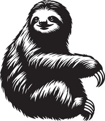 Sloth, Black and White Vector illustration © SKShagor