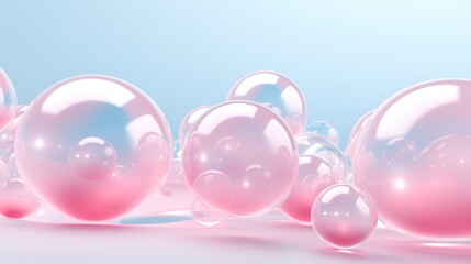 Background featuring a harmonious blend of soft pink blush and delicate baby blue spheres - obrazy, fototapety, plakaty