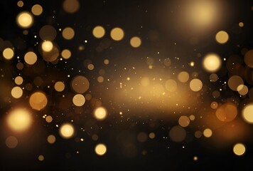 Golden abstract bokeh on black background