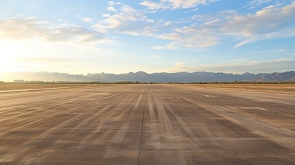 Fototapeta na wymiar Airport Runway in Sunlight 