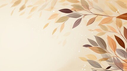 Calming light brown and beige with abstract natural leaves
