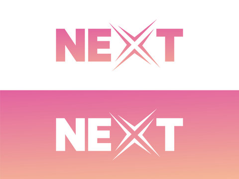 Creative Letter "NEXT" with Letter X extreme style logo typography vector design concept. Graphic alphabet Letter "NEXT" symbol for future technology, corporate identity,  business, sports, new game.