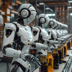 human robots working in industry for fast production generative ai