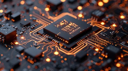 Central Computer Processors CPU concept. Motherboard digital chip. Technology science background.