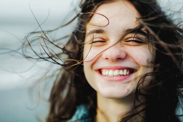 Portrait of a young woman smiling happily