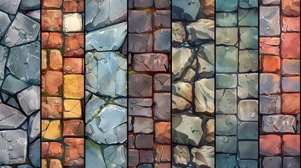 Different types of tiles illustration top view with space a park tiles illustration, Generative AI.