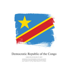 Flag of the Democratic Republic of the Congo, brush stroke background