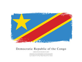 Flag of the Democratic Republic of the Congo, brush stroke background