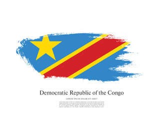 Flag of the Democratic Republic of the Congo, brush stroke background