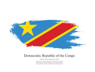Flag of the Democratic Republic of the Congo, brush stroke background