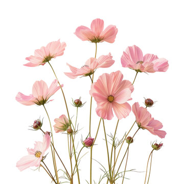 A cluster of pink flowers contrast beautifully against the transparent background