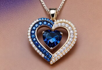 A heart-shaped pendant adorned with diamonds, elegantly crafted to symbolize love and affection