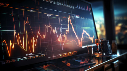 Financial chart on LCD display